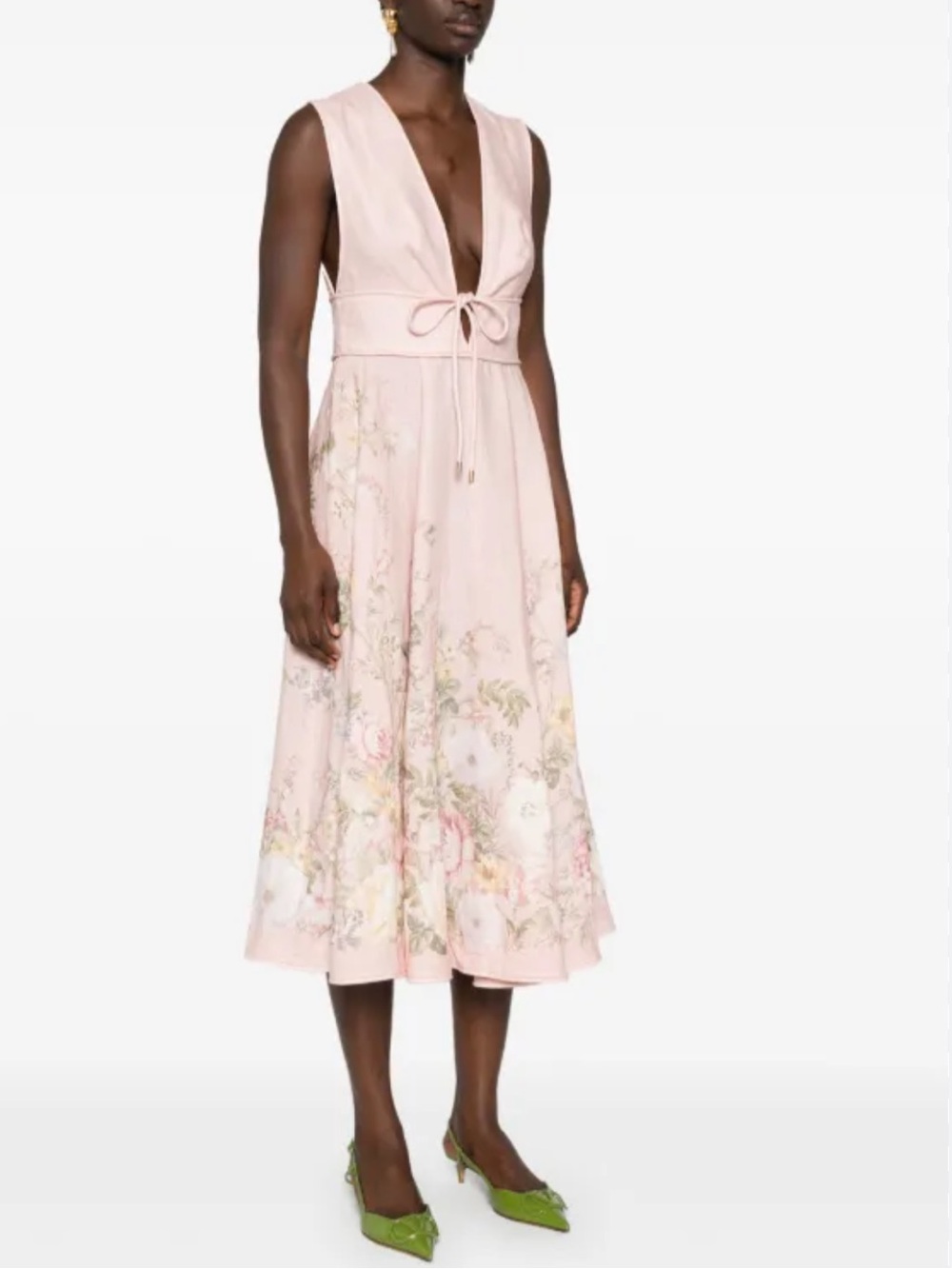 Zimmermann Waverly Plunge Linen Midi Dress